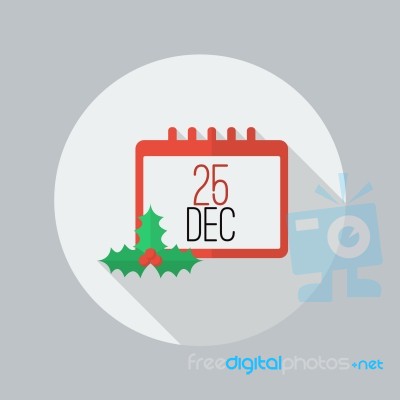 Christmas Day Calendar Flat Icon Stock Image