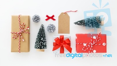 Christmas Decoration And Gift Boxes Stock Photo