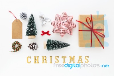 Christmas Decoration Flat Lay Stock Photo