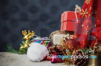 Christmas Decoration On Wooden Stock Photo