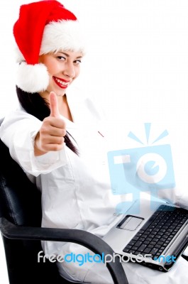 Christmas Doctor Showing Thumbs Up Stock Photo