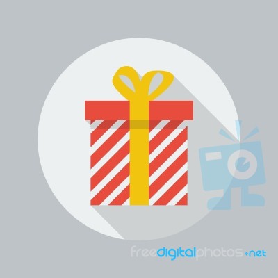 Christmas Flat Icon. Gift Box Stock Image