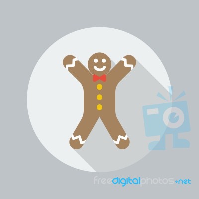 Christmas Flat Icon. Gingerbread Man Stock Image