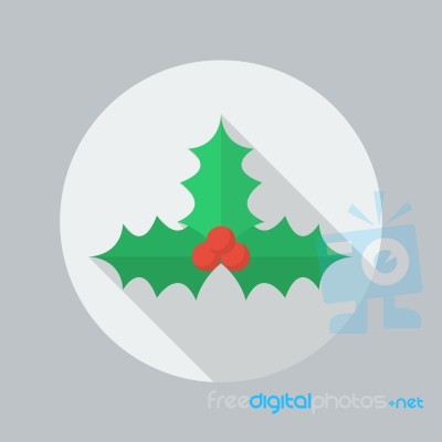 Christmas Flat Icon. Holly Berry Stock Image