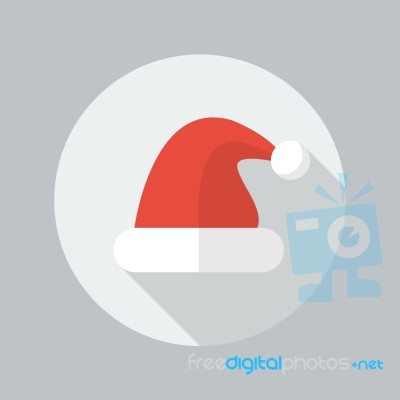 Christmas Flat Icon. Santa Hat Stock Image