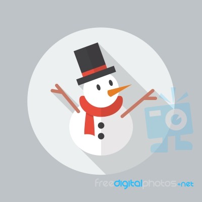 Christmas Flat Icon. Snowman Stock Image