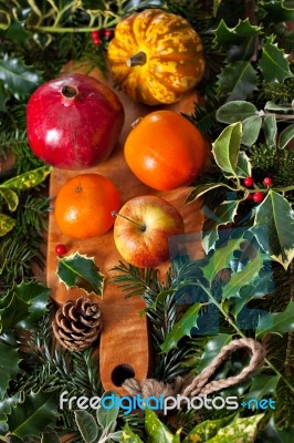 Christmas Fruits Stock Photo