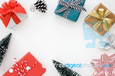 Christmas Gift Box Background Stock Photo