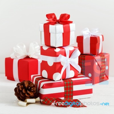 Christmas Gift Boxes Stock Photo