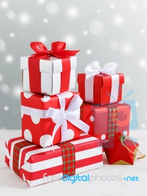 Christmas Gift Boxes Stock Photo