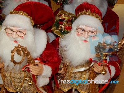 Christmas Gifts Santa Claus And The Tree Decorations Stock Photo