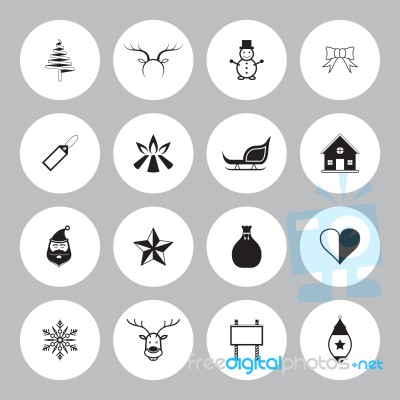 Christmas Icon Set Circle  Illustration Stock Image