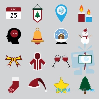 Christmas Icon Set  Illustration Stock Image