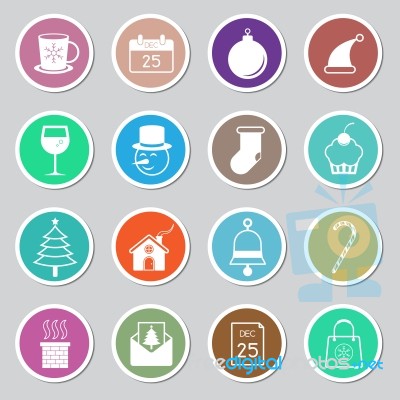 Christmas Icon Sticker Set  Illustration Stock Image