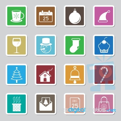 Christmas Icon Sticker Set  Illustration Stock Image