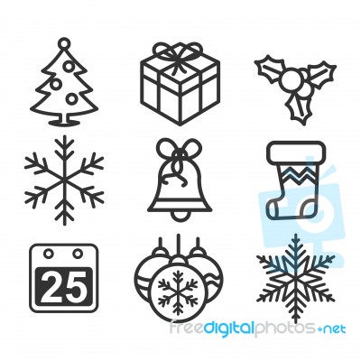 Christmas Icons, Thin Line Style - Iconic Design Stock Image