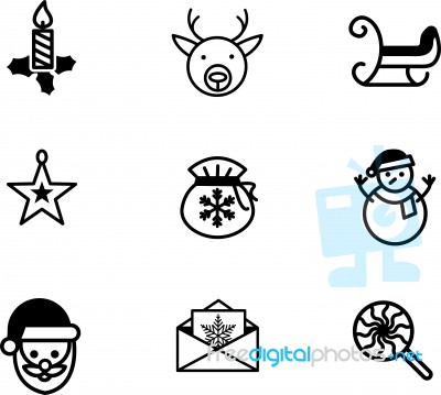 Christmas Icons, Thin Line Style - Iconic Design Stock Image