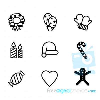 Christmas Icons, Thin Line Style - Iconic Design Stock Image