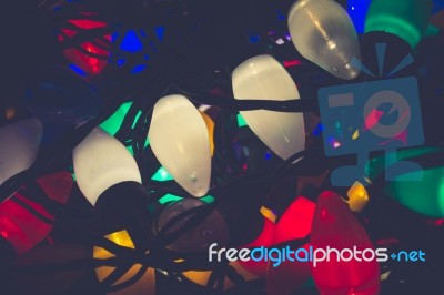 Christmas Lights Close Up Background Stock Photo