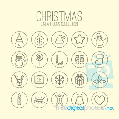 Christmas Linear Icons Stock Image