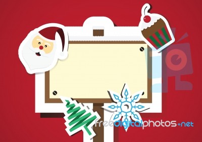 Christmas Objects And Sign Board With Copy Space Background Vect… Stock Image