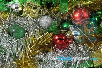 Christmas Ornaments Background Stock Photo