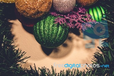 Christmas Ornaments Background Stock Photo