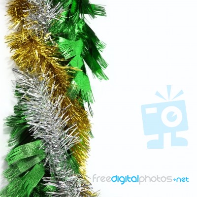 Christmas Ornaments Frame On White Background Stock Photo