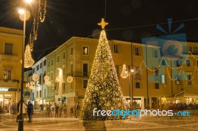 Christmas Ornaments In The Old Town Stock Photo