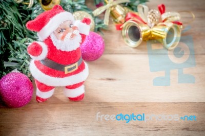 Christmas Present On Dark Wooden Background In Vintage Style Stock Photo