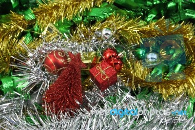 Christmas Red Pine Tree Stock Photo