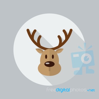 Christmas Reindeer Flat Icon Stock Image