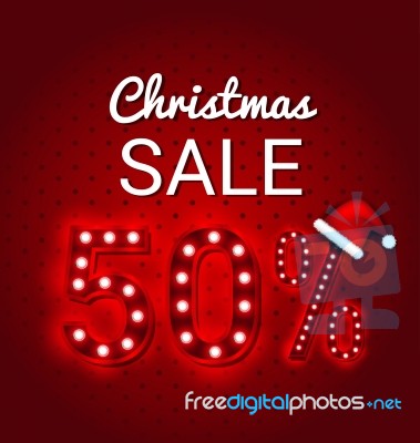 Christmas Sale 50 Percent  Retro Sign Stock Image