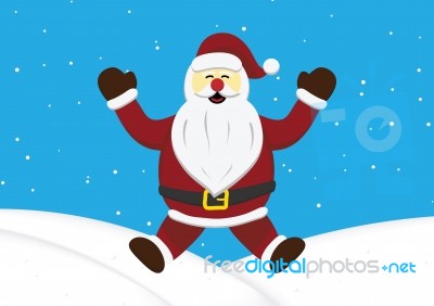 Christmas Santa Claus Jumping Snow Hill Background Stock Image