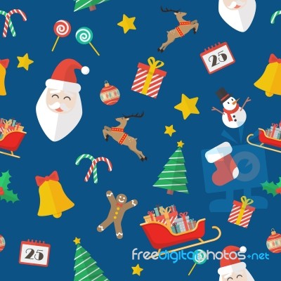 Christmas Seamless Pattern In Flat Style Stock Image