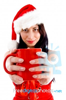 Christmas Showing Coffee Mug Stock Photo