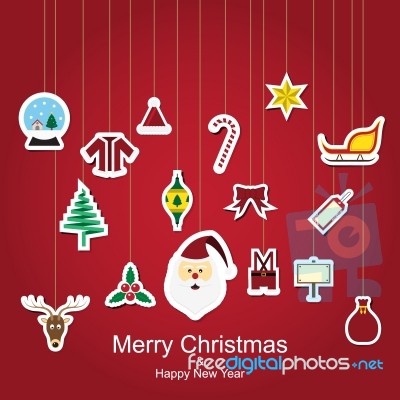 Christmas Sticker Icon Hanging Design  Illustration Stock Image