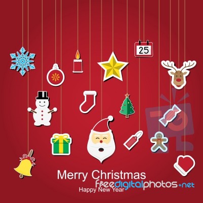 Christmas Sticker Icon Hanging Design  Illustration Stock Image