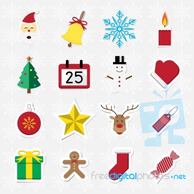 Christmas Sticker Icon Set  Illustration Stock Image