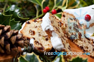 Christmas Stollen Stock Photo