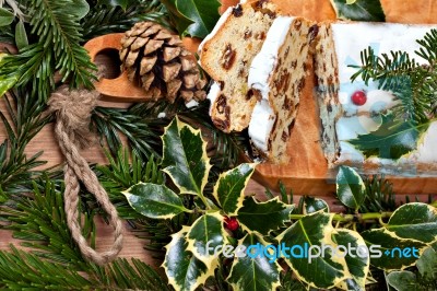 Christmas Stollen Stock Photo