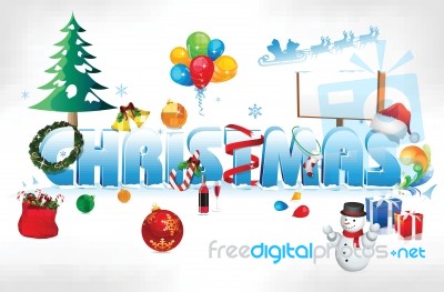 Christmas Text On Snowy Background Stock Image