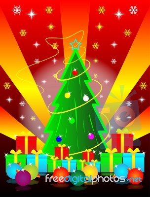 Christmas Tree And Gift Box Stock Image