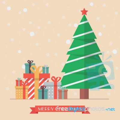 Christmas Tree And Piles Of Presents Stock Image