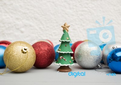 Christmas Tree Ornament With Christmas Balls Stock Photo