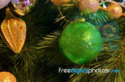 Christmas Tree With Decoration Stock Photo