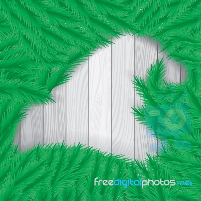 Christmas Tree With Santa Cap On White And Grey Wooden Texture Background. Merry Christmas Card Stock Image