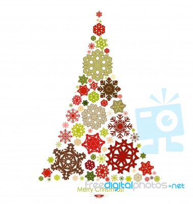 Christmas Tree With Snowflakes Stock Image