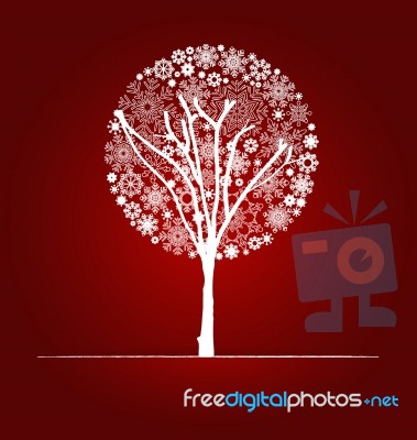 Christmas Tree With Snowflakes Stock Image