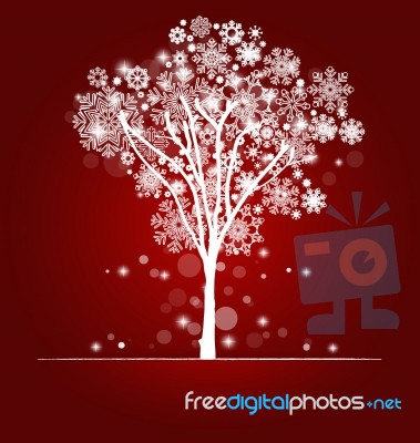 Christmas Tree With Snowflakes Stock Image